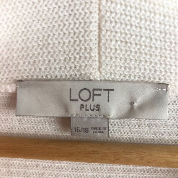 LOFT Women's Plus Size 16/18 Cream Cowl Neck Wool Blend Knit Tunic Sweater - Picture 5 of 6